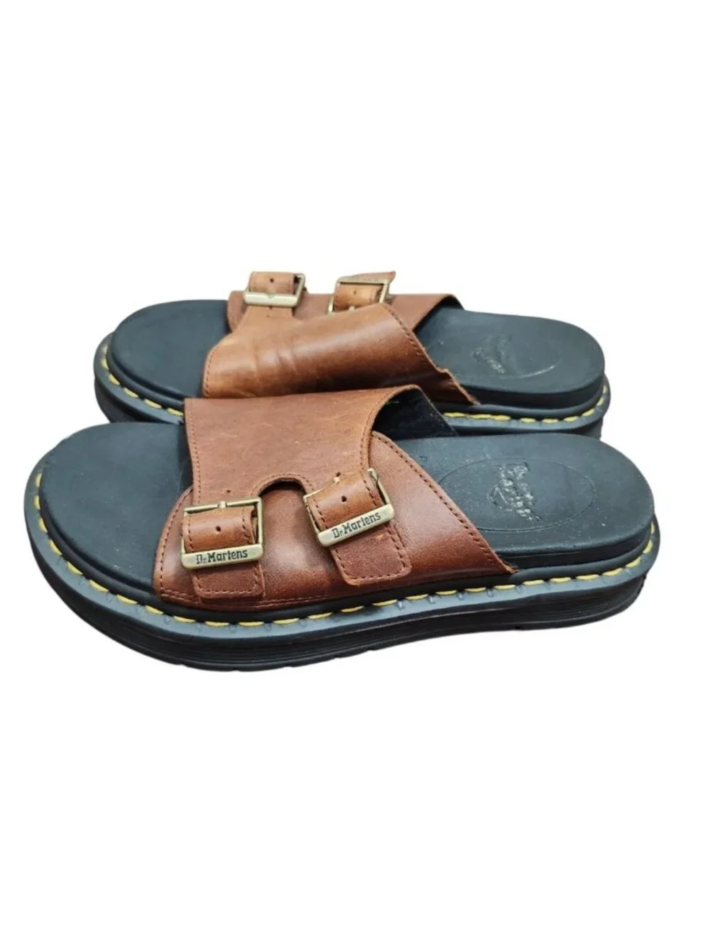 Dr. Martens Dax Luxor Leather Slide Sandals Tan Brown Men's US 7 Women's US 8
